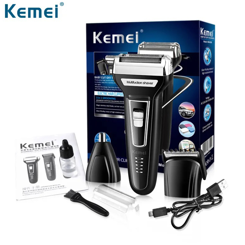 Kemei 3-ü 1-də Elektrikli Təraş Maşını Çoxfunksiyalı Trimmer Üzqırxan Saç Saqqal Kəsici 220vt